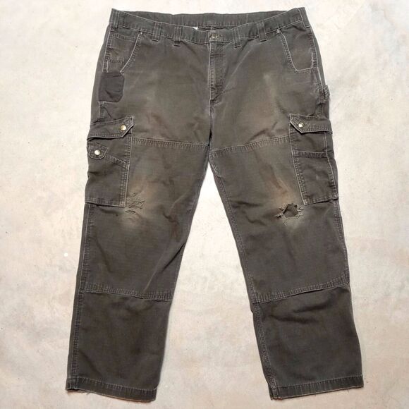 Carhartt B342-DFE Ripstop Distressed Cargo Double Knee Work Pants Size 44x30